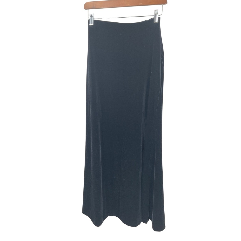 Casual Corner Velvet Maxi Skirt Women S Black Whimsigoth Goth Slit Vintage‎ 90s